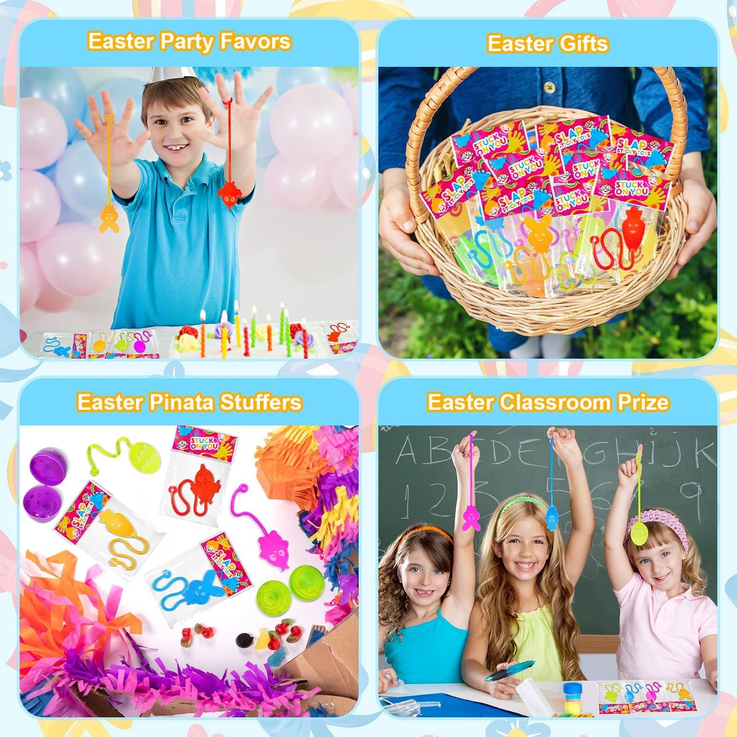 Skiennix Easter Basket Fillers - 100 Pack Non-Candy Sticky Hands Toys for Kids | Fun Party Favor Supplies