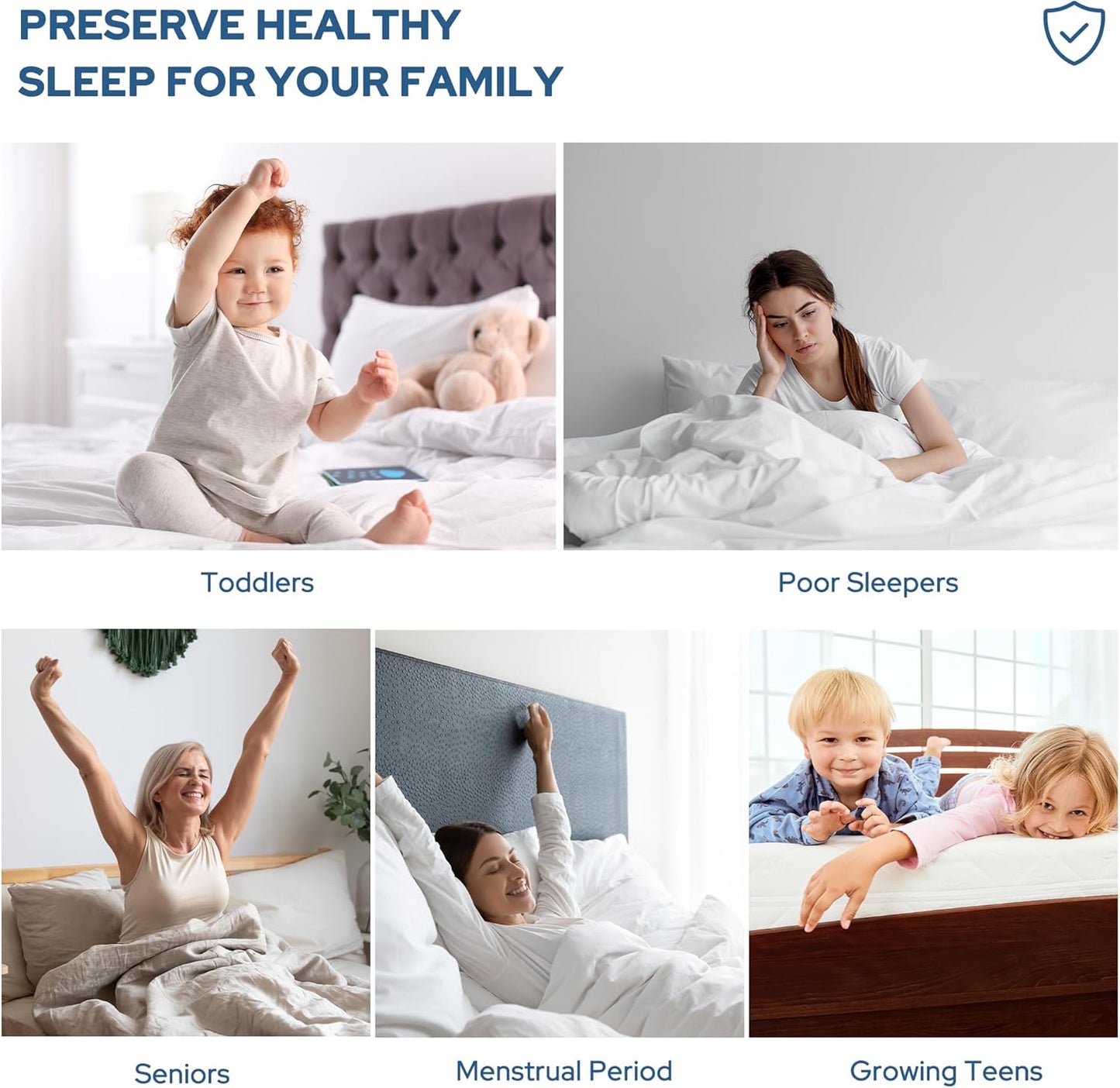 Skiennix Waterproof Mattress Protector - Noiseless Queen Size Pad with Deep Pocket | Soft & Breathable Gray Cover