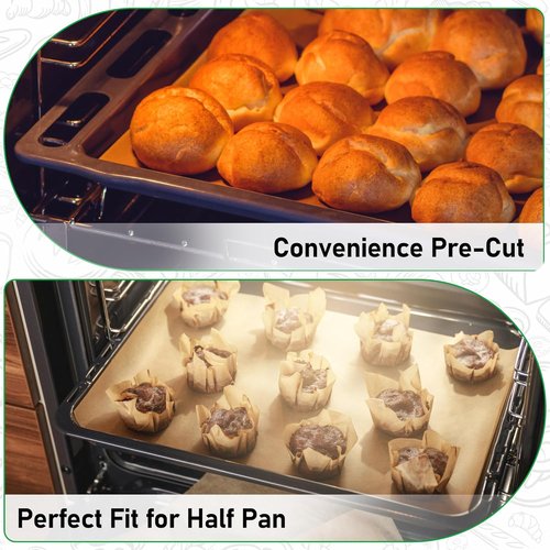 EcoDispose Non-Stick Parchment Paper Baking Sheets - Half Pan Liners, Unbleached, 12-3/16" x 16-3/8", 500 PCS