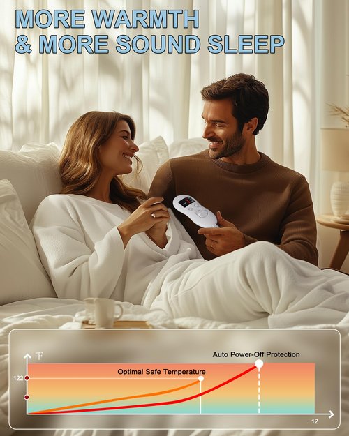 Heated Mattress Pad King Size - Electric Mattress Pad with Dual Control, 8 Heating Settings, Soft Blanket, Bed Warmer, 12-Hour Timer, Heater Sheets, 78" x 80" (Oval White, King)