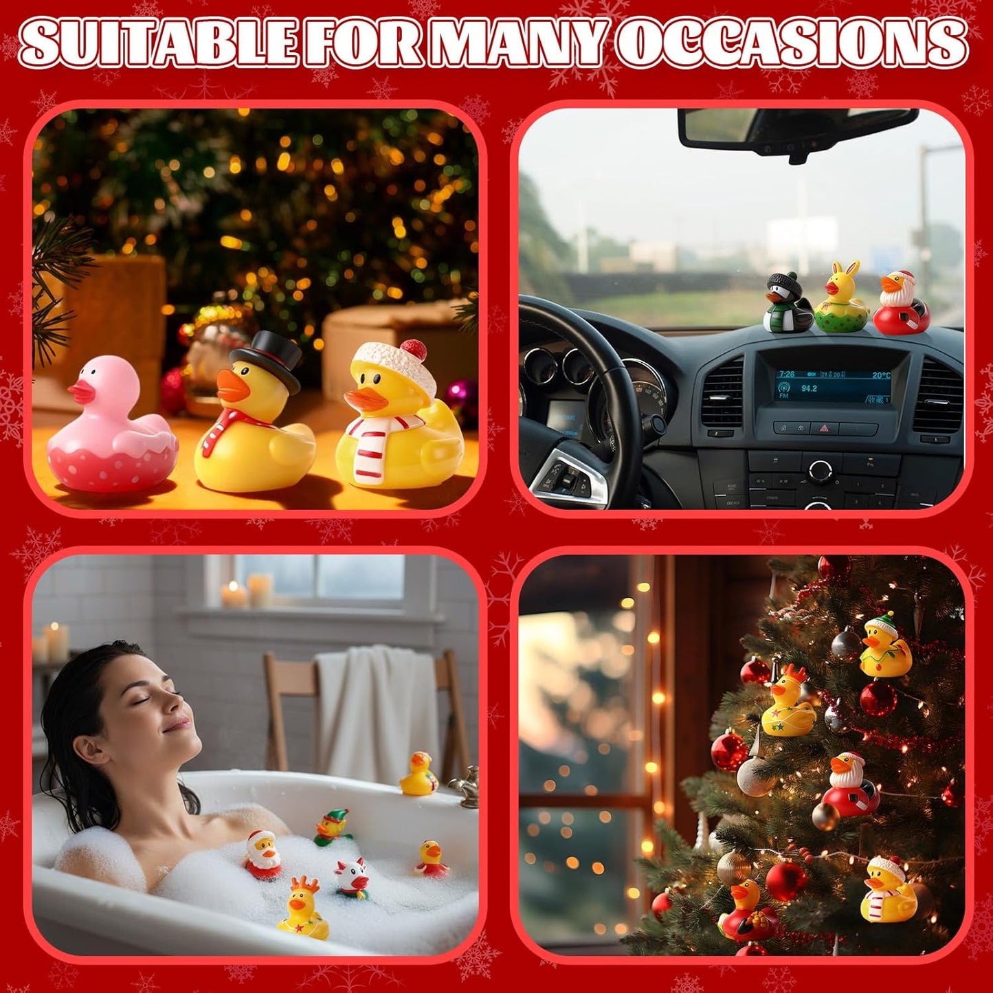 Sotiff Christmas Rubber Duck Bath Set - 24 Pcs Advent Calendar Surprise Gifts | Yellow-Green