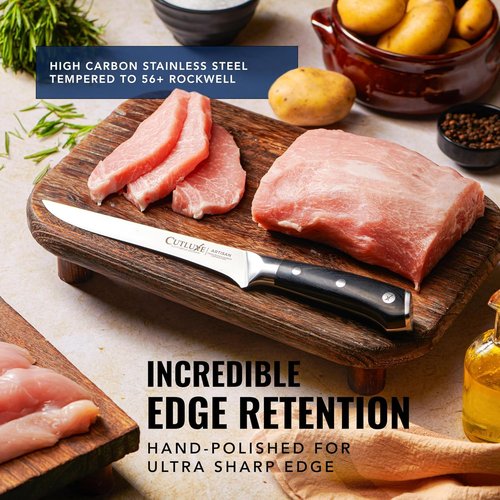 Cutluxe BBQ Carving Knife Set – Brisket Slicing Knife and Boning Knife for Meat Cutting – Professional Knife with Razor Sharp German Steel, Full Tang, Ergonomic Handles – Artisan Series