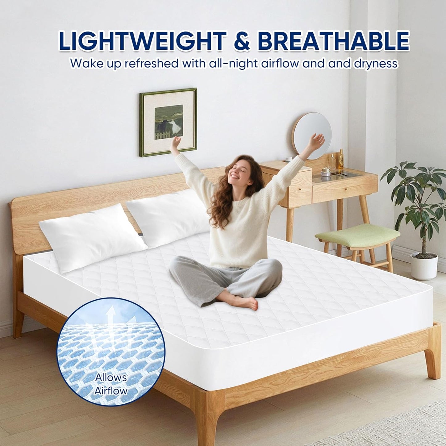 WESLEEPER Waterproof Mattress Protector - Super Soft & Breathable Bed Cover | Blue Twin Size