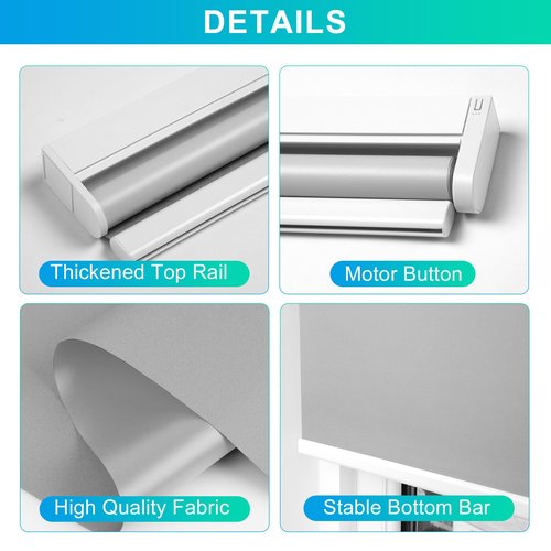 Allesin Motorized Roller Blinds with Remote Control for Windows, Blackout Smart Roller Shade, Battery Powered Electric Smart Blind (Grey,H72 x W39)