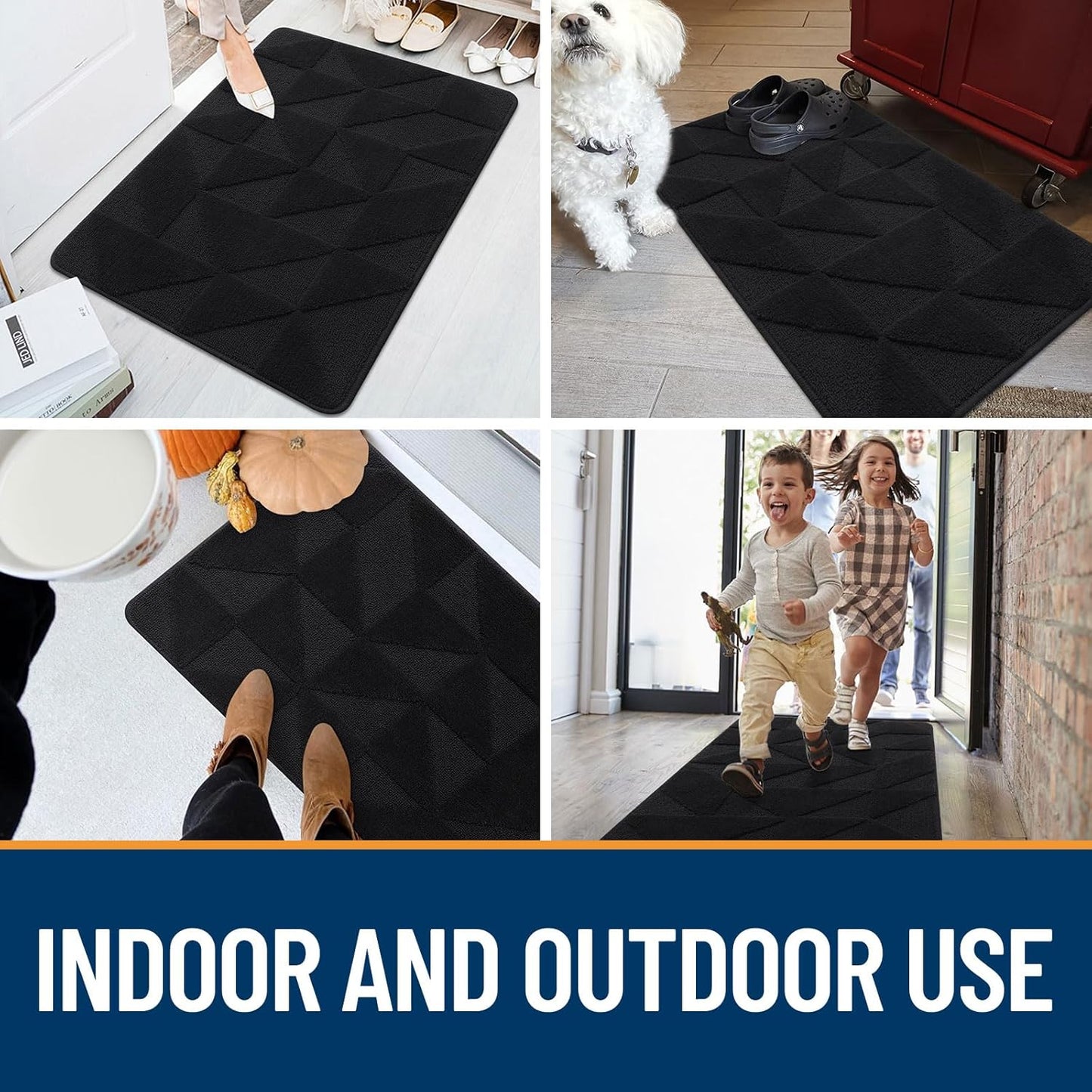 OLANLY Indoor Door Mat - Non-Slip, Absorbent & Dirt-Resistant | Washable Low-Profile Entry Doormat (32x20 inches, Black)