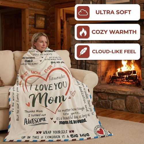 Mothers Day Blanket, Super Soft Throw Blanket,Mother's Day,Anniversary and Birthday Gifts for Mom from Daughter Son, Warm Personalized (60x80)