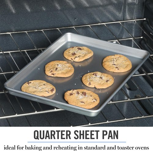 Martha Stewart Gallen Nonstick Carbon Steel Cookie Sheet - 13x9 Inch Durable Silver Baking Pan for Cookies & Brownies