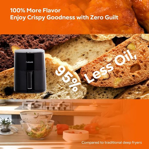 Fullwill 6QT Air Fryer - 12-in-1 Multi-Function Cooking with Visible Window & Nonstick Basket | 1700W, Black