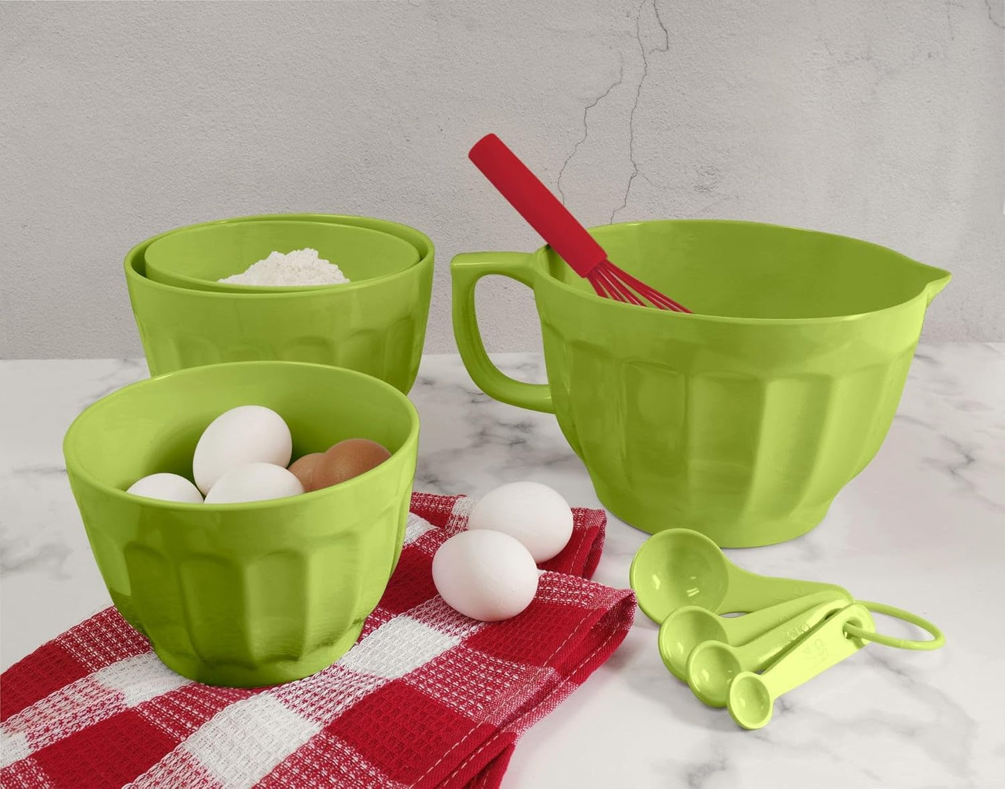 UPware 4-Piece Melamine Measuring Cups Set - Multi-Purpose Liquid & Dry Kitchen Tools | Latte Green