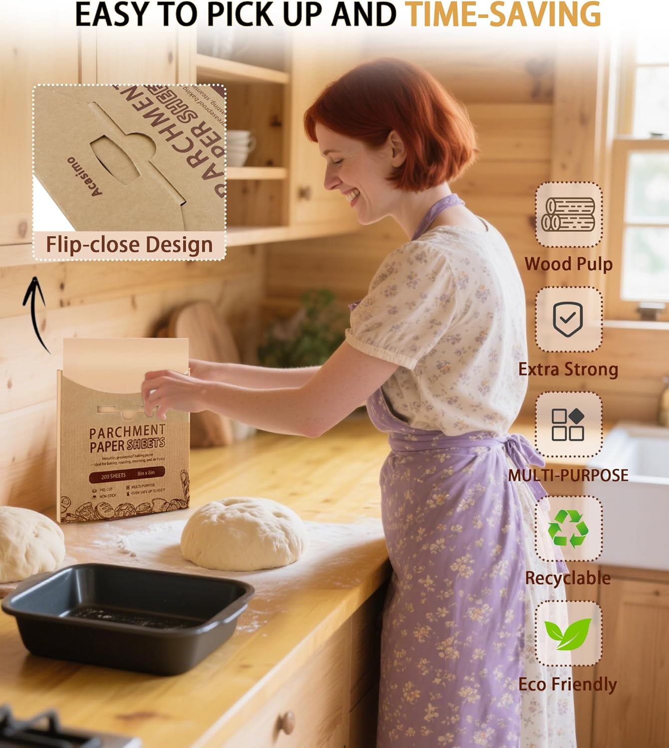 Parchment Paper Sheets - 200 Precut 8x8 Inch Non-Stick Baking Squares | Ideal for Grilling, Air Frying, and Roasting