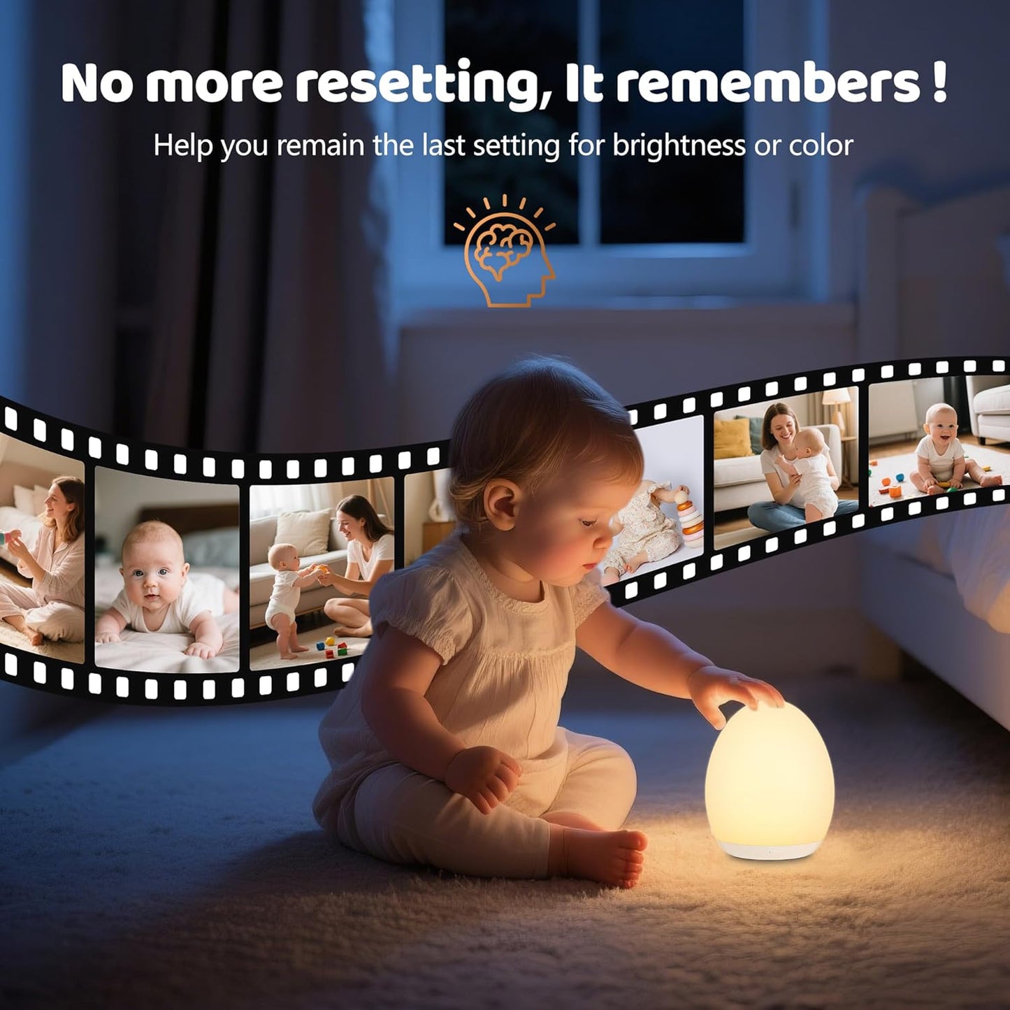 MediAcous Night Light - Soft Silicone Touch Lamp for Kids | 7 Color Changing & Dimmable Design, 1-Hour Timer
