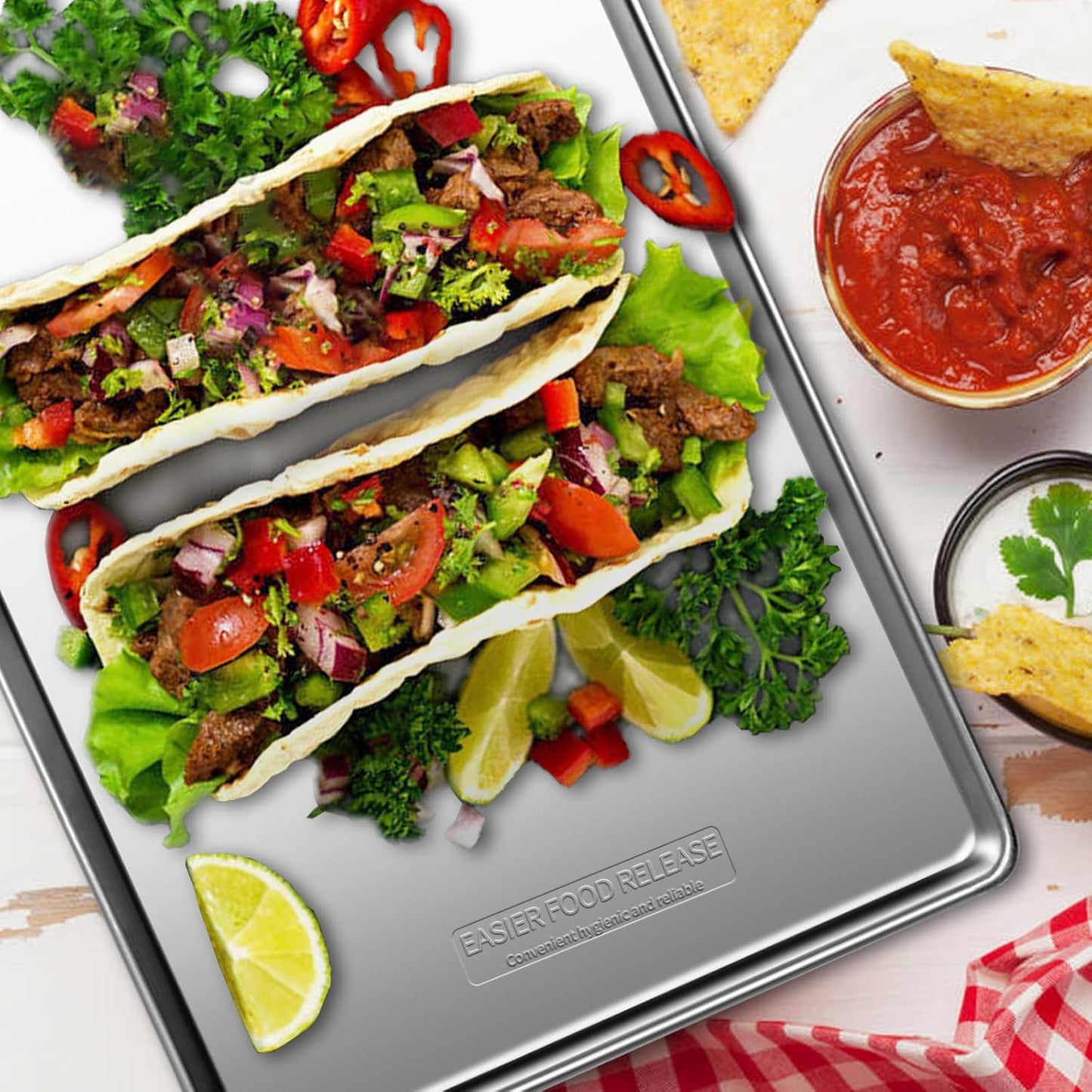 Skiennix Baking Sheet Pan Set - Commercial Quality Stainless Steel Cookie Sheets | Nonstick & Warp Resistant (2 Pack, 18x13 Inch)