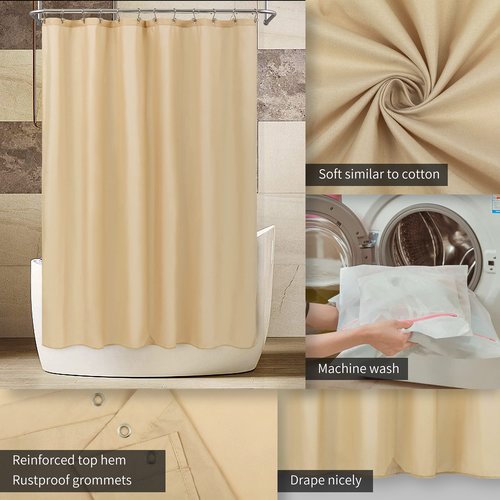 ALYVIA SPRING Extra Long Fabric Shower Curtain Liner Waterproof - 72" x 96", Soft & Lightweight X-Long Shower Curtain with 3 Magnets, Machine Washable - 72x96, Khaki
