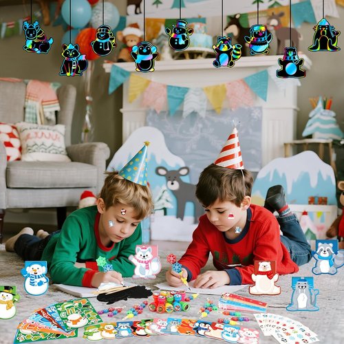 BenLouis Snowflake Holiday Classroom Gift Prizes - Winter Party Favors for Kids | 12-Set Goodie Bag Stuffers