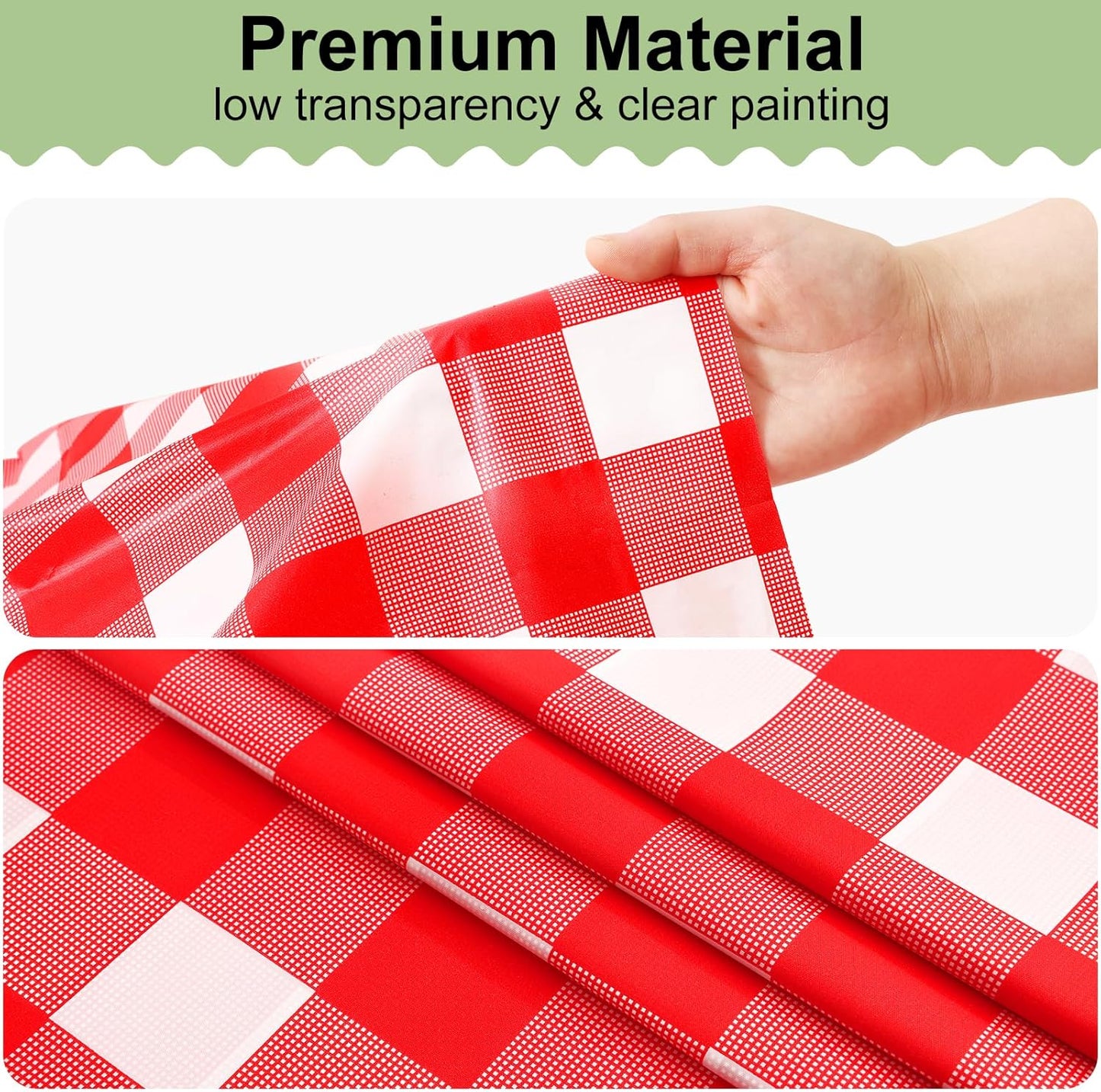 Misaya Buffalo Disposable Tablecloths - 54 x 108 Inch Waterproof Red and White Checkered Covers for Parties & Picnics