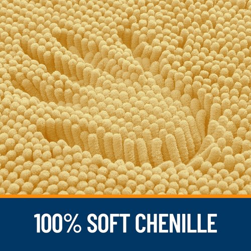 OLANLY Bathroom Rugs 47x20, Extra Soft Absorbent Chenille Bath Rugs, Rubber Backing Quick Dry, Machine Washable Bath Mats for Bathroom Floor, Tub and Shower, Home Decor Accessories, Yellow