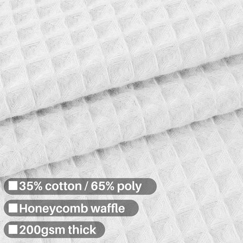 Barossa Design Cotton Blend Shower Curtain Honeycomb Waffle Weave, Soft & Hotel Spa, Washable, White, 72 x 72 inch