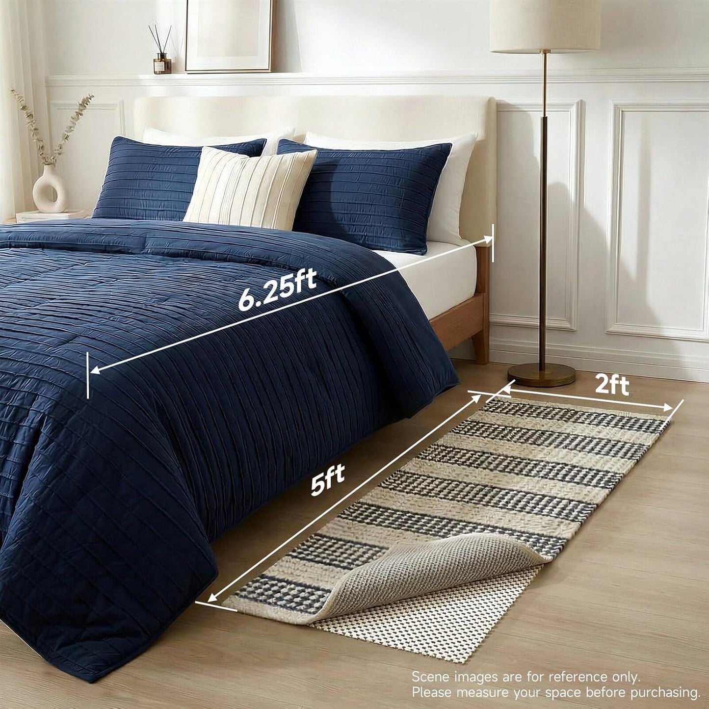 Veken Non-Slip Rug Pad Gripper - Thick 2x5 Ft Mat for Hardwood & Tile Floors | Keeps Rugs Safe