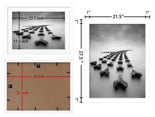 DOAI ART 22x28 Poster Frame White 2 Pack without Mat or 18x24 with Mat - Polished Plexiglass for Wall Vertically or Horizontally Display - Wall Mounting Hardware Included