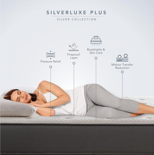 EPITEX Silverluxe Plus Twin Mattress - 10 Inch Gel Memory Foam with Pocket Springs | Medium Firm, Gray