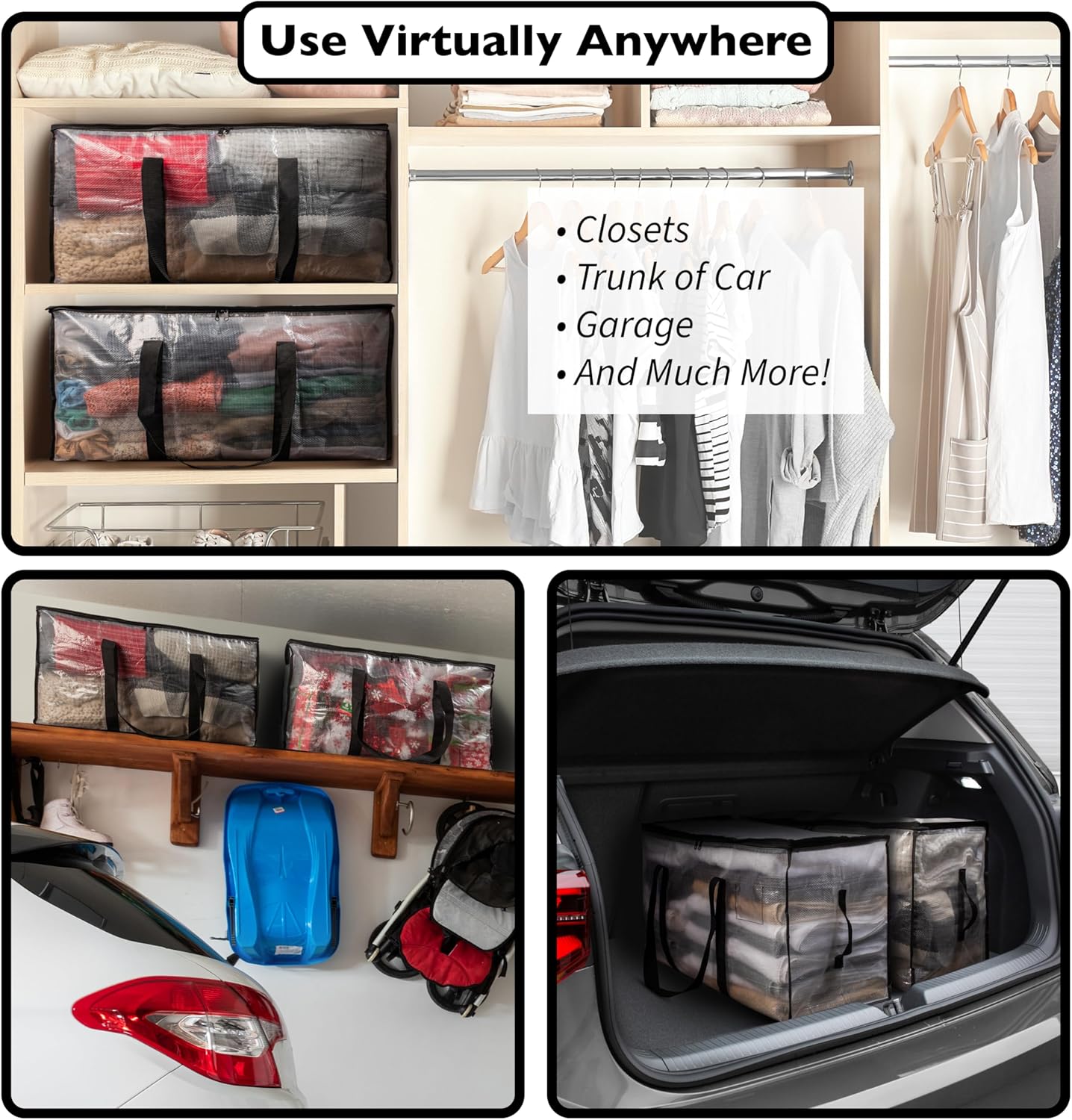ClearSpace Oversized Moving Bags - Heavy-Duty Storage Solutions with Backpack Straps & Zippers | 8 Pack