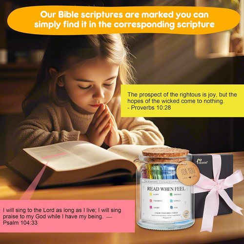 Bible Verse Jar - Inspirational Emotions & Feelings | Perfect Christian Gift for Her & Him