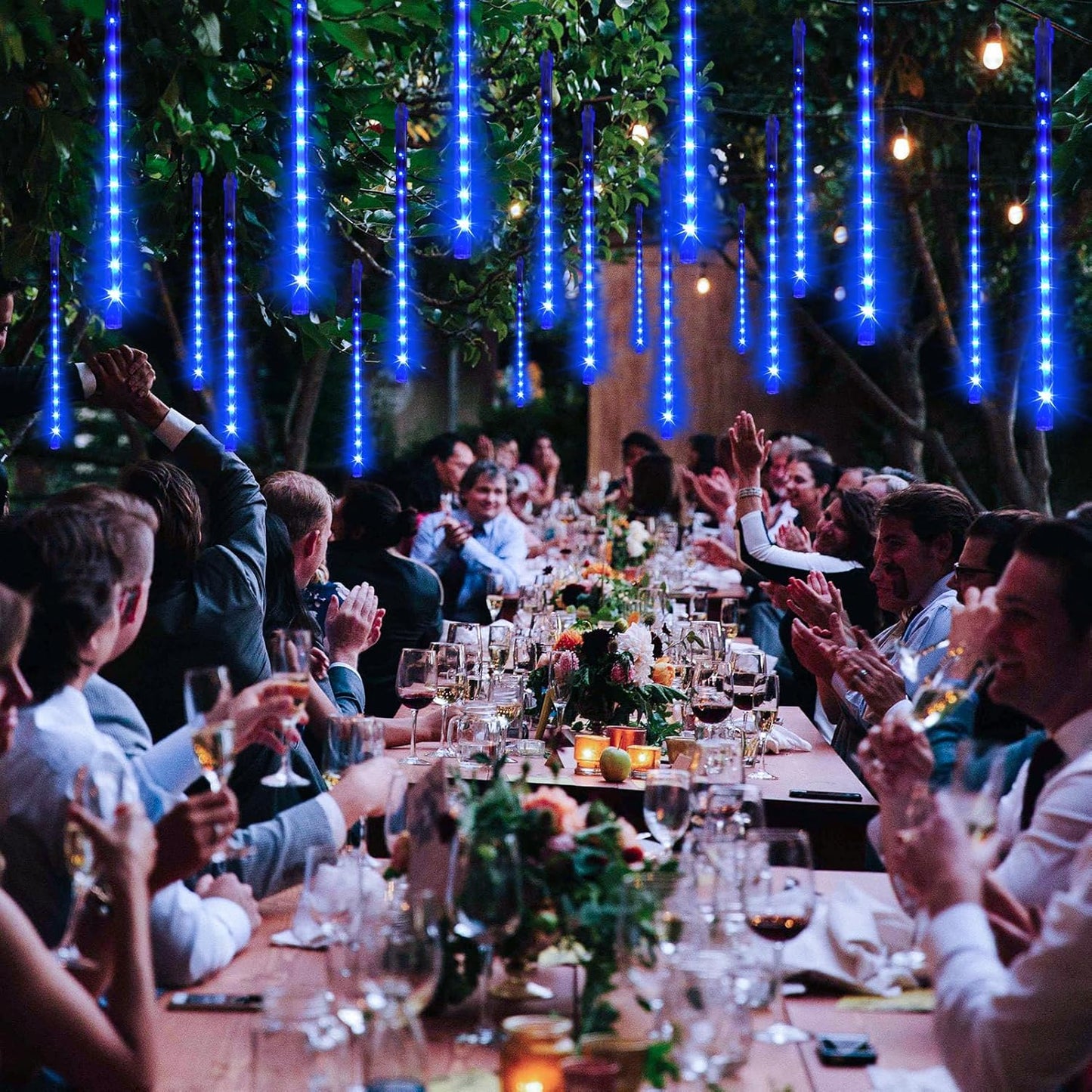 Meteors Shower Lights - 192 LED Falling Rain Lights | Waterproof 11.8-Inch Blue Christmas Decor