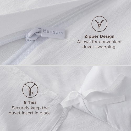 Bedsure King Size Duvet Cover Set - 3 Pieces Extra Soft Prewashed Cotton-Like Polyester, 104x90 Inches with Zipper Closure & 2 Pillow Shams