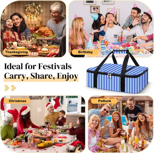 Coobiiya Insulated Casserole Carrier - Keeps Food Hot or Cold | Portable 9" x 13" Lasagna Tote for Picnics