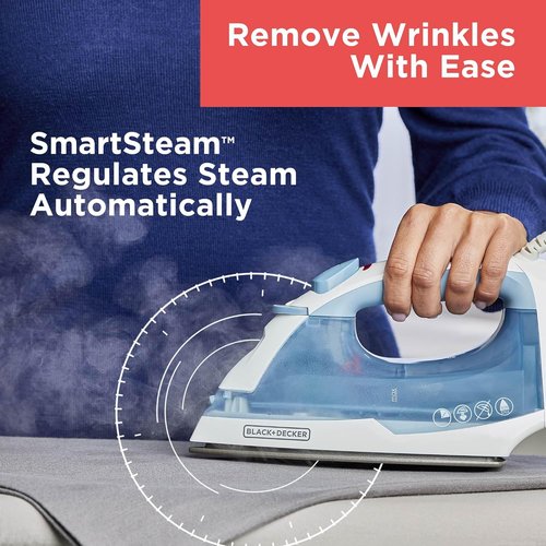 BLACK+DECKER Easy Steam Iron - Lightweight, Nonstick Plate, Automatic Shutoff | 1200 Watts