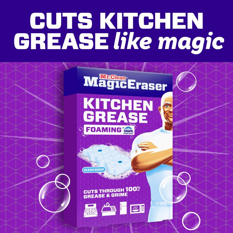 Mr. Clean Magic Eraser Foaming Sponge, Kitchen Grease Eraser, Dawn Cleaning Power, Oven Cleaner, Clean Scent, 6ct