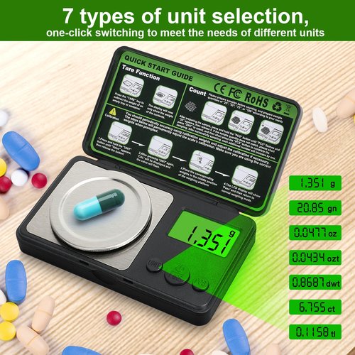 0.001g/50g Digital Milligram Scale, Muaket Portable Micro Scales with Display, High Precision Laboratory Scale for Powder, Medicine, Reloading, Mg Scale 6 Units, Tare, Cal Weight Included