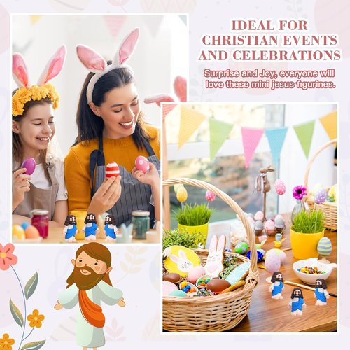 Bememo Mini Jesus Figurines - 25 Pcs Original Design Rubber Figures for Religious Gifts | Blue