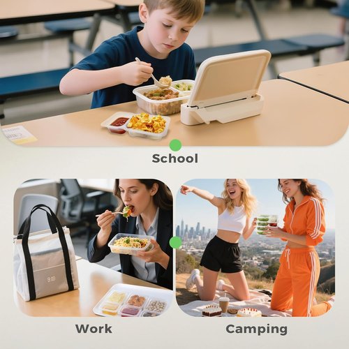 MACTANO Reusable Snack Containers - 9 oz Double Compartment Meal Prep Boxes | BPA-Free, 20 Sets for Work & Travel