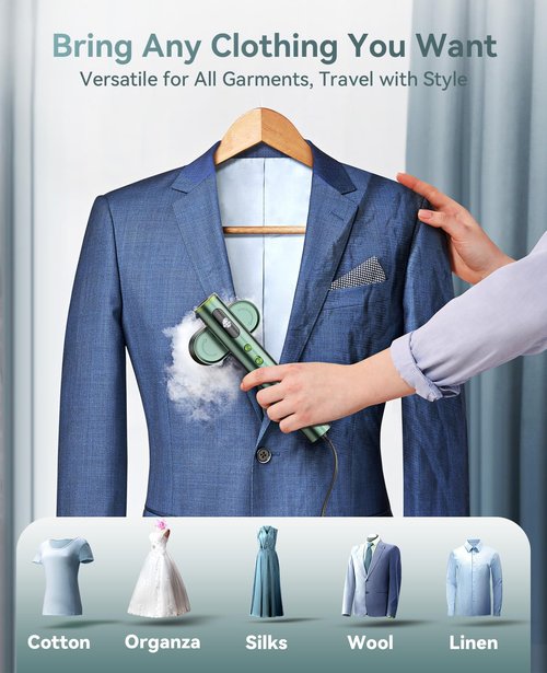 Jack & Rose Travel Steamer for Clothes,100-220V Portable Iron,15s Heat Up,Steamer & Iron 2 In 1, Travel Size,Large Ceramic Heat Panel,for Global and Europe