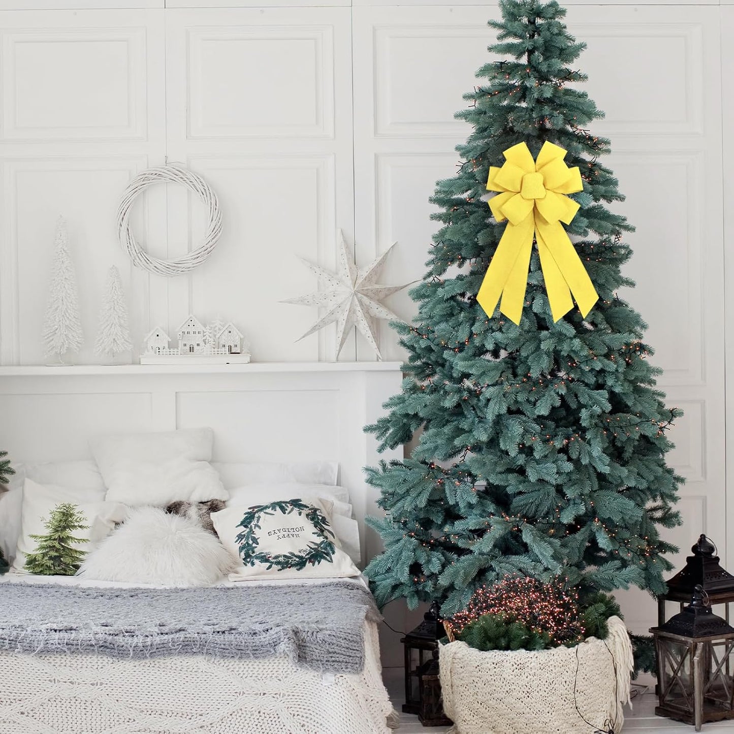 Skiennix Large Yellow Wreath Bow - Perfect for Fall & Thanksgiving Home Decor | Christmas Farmhouse Style