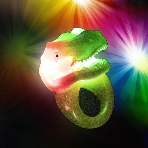 Kangaroo LED Dinosaur Light-Up Rings - 12 Pack Colorful Flashing Finger Lights for Parties | Glow in the Dark Fun