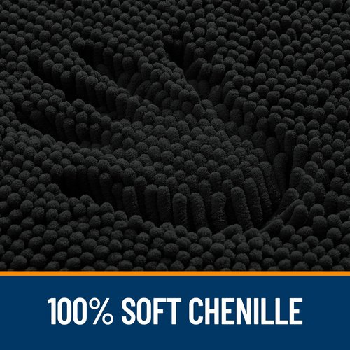 OLANLY Toilet Rugs U-Shaped 24x24, Extra Soft Absorbent Chenille Contour Bathroom Rugs for Toilet, Dry Quickly, Machine Washable, Non-Slip Bath Mat, Black