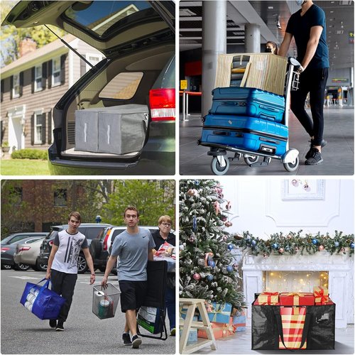 BALEINE Oversized Moving Bags - Heavy-Duty Storage Totes with Reinforced Handles | Blue w/Window, 2-Pack