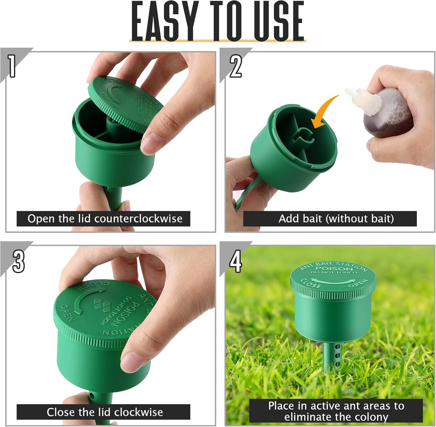 Qualirey Ant Bait Stations - Reusable Multi-Surface Ant Control | 2 Pack for Effective Home & Outdoor Use