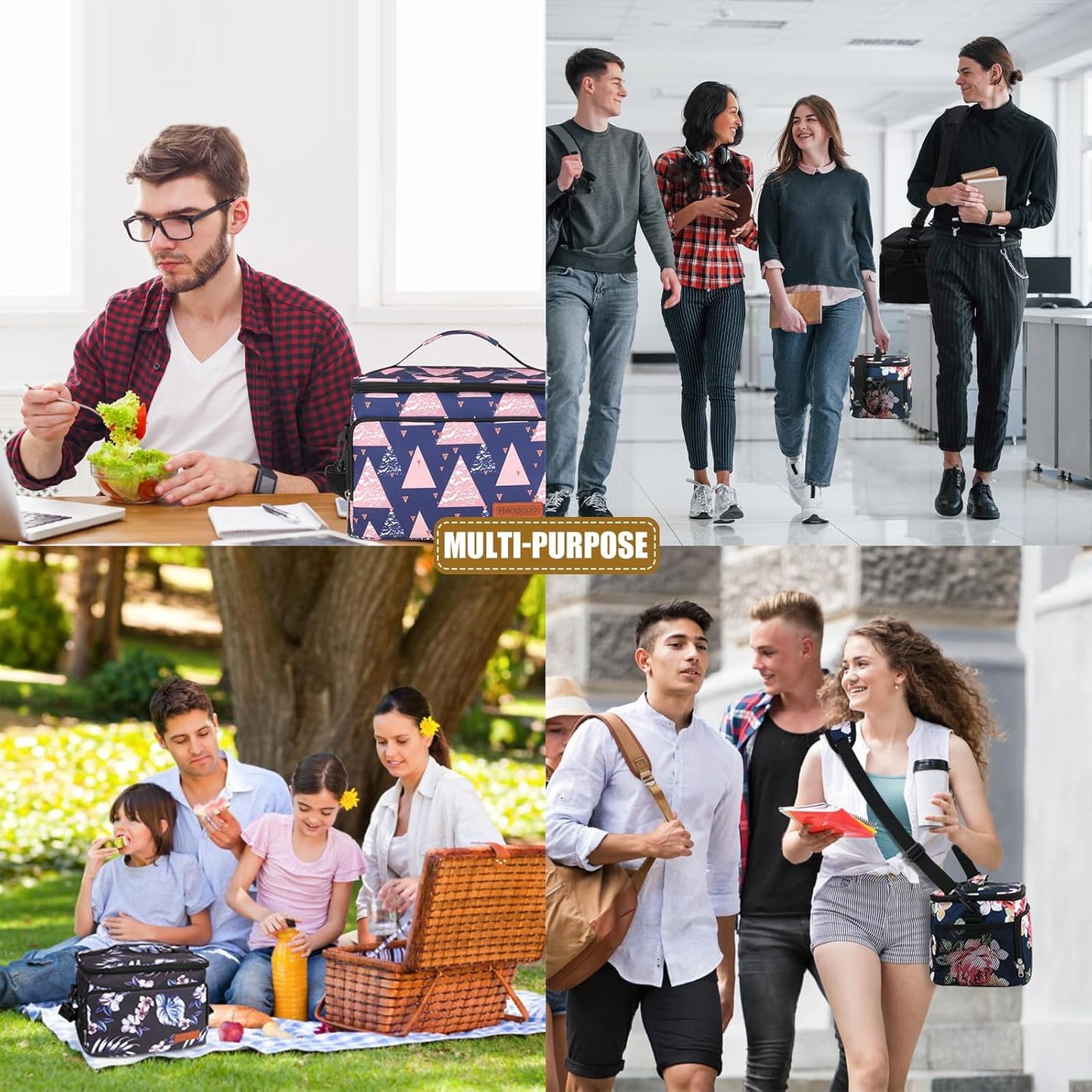 Skiennix Insulated Lunch Box - Leakproof Cooler Bag with Multi Pockets & Adjustable Strap | Ideal for Work, Beach & Picnic