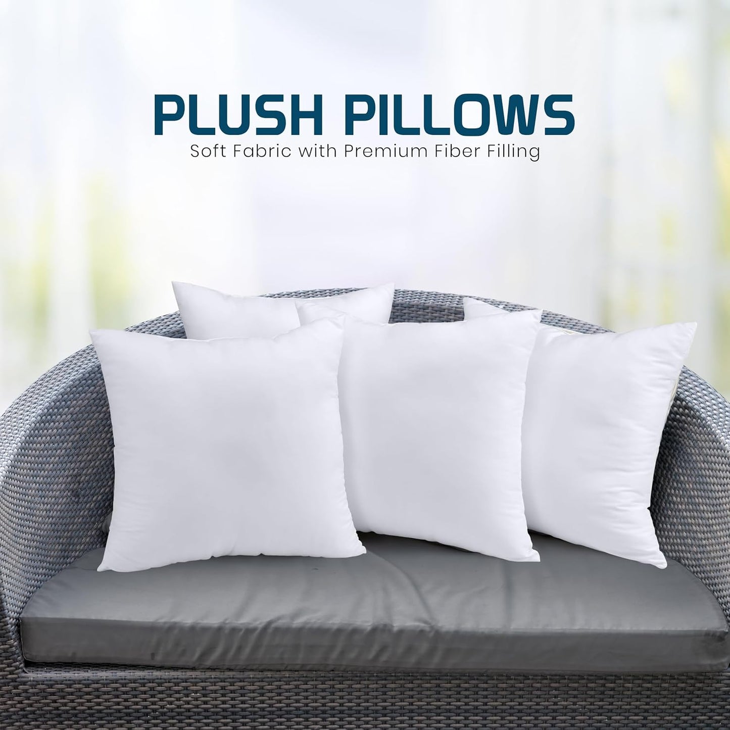 Utopia Bedding Throw Pillows - Set of 4 Fluffy 12x12 Inch Down Alternative Cushions | White for Bed & Sofa