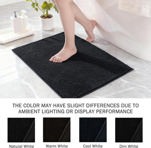 Exclusivo Mezcla Bathroom Rugs - Extra Soft Chenille Mat, Quick Dry & Machine Washable | 24x36, Black