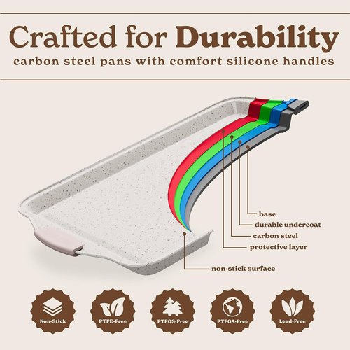Country Kitchen Nonstick Bakeware Set - Durable & Easy Release, 10-Piece Cream Collection
