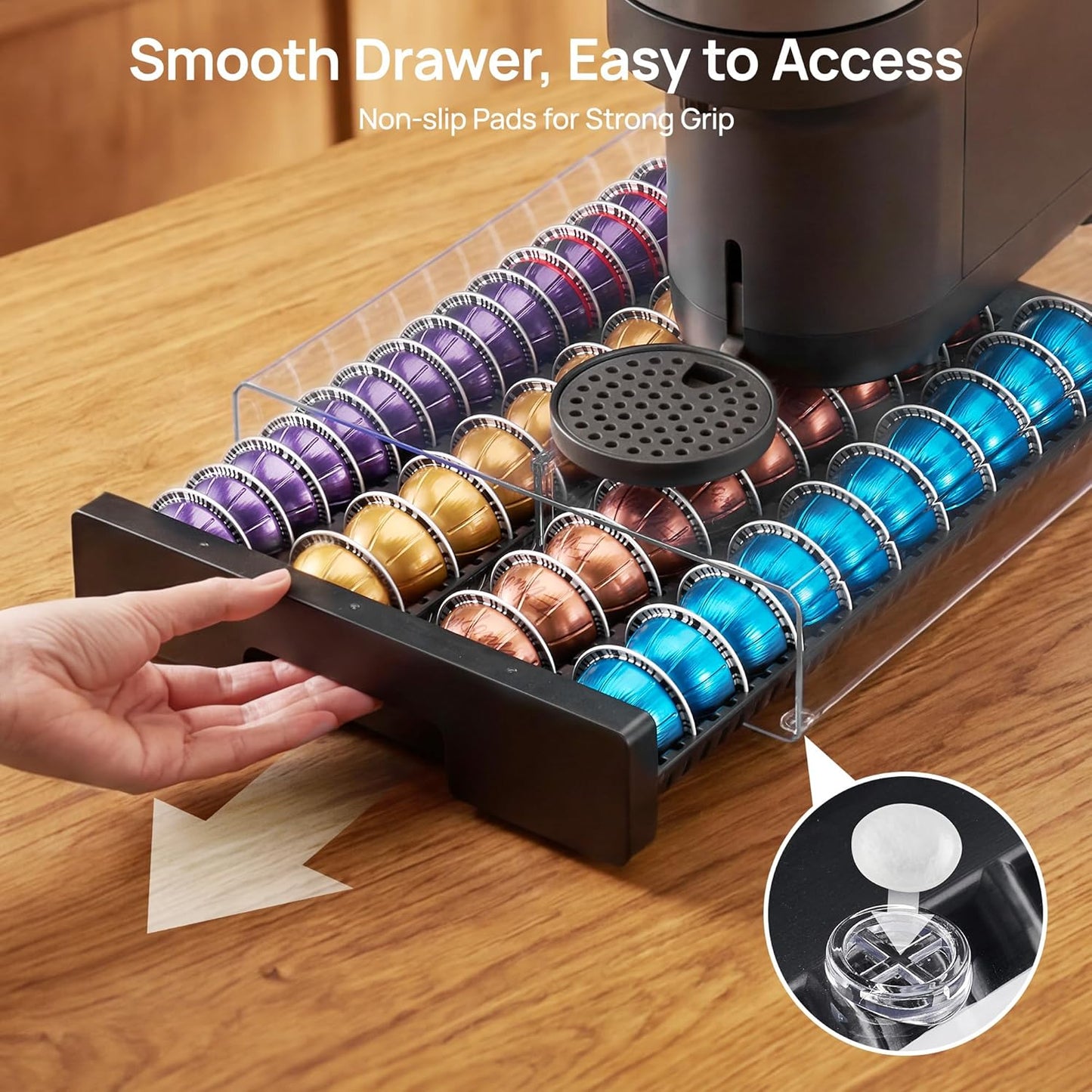 Vtopmart Coffee Pod Organizer - Acrylic Holder for Nespresso Vertuo Pods | Holds 40 Large or 60 Small Capsules