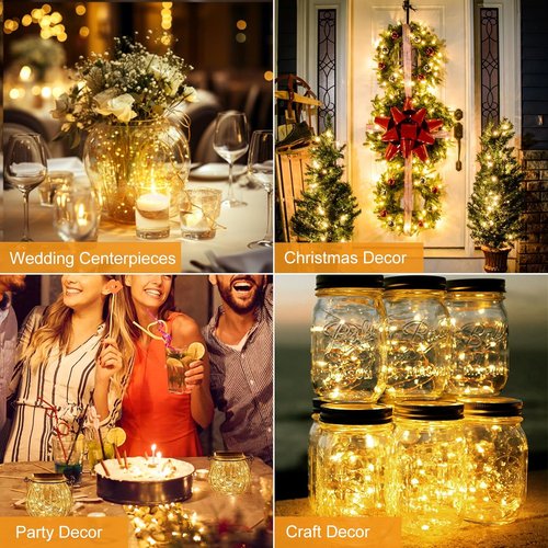 Btfarm LED Fairy Lights - 6 Pack Battery Operated Twinkle String Lights | 7ft Waterproof Mini Silver Wire for DIY Decor
