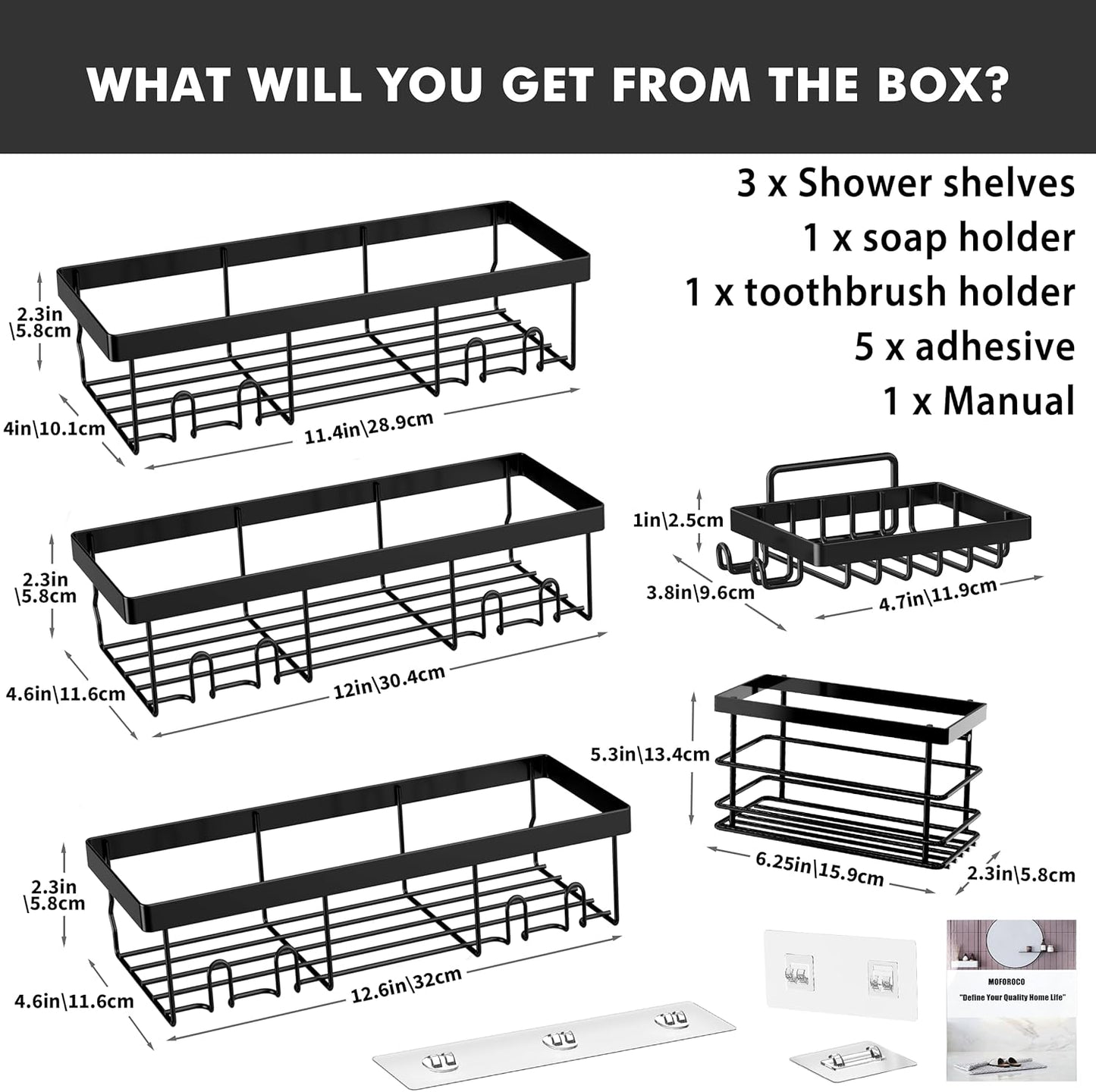 Moforoco Shower Caddy Organizer - 5 Pack Corner Shelves for Bathroom Storage & RV Essentials