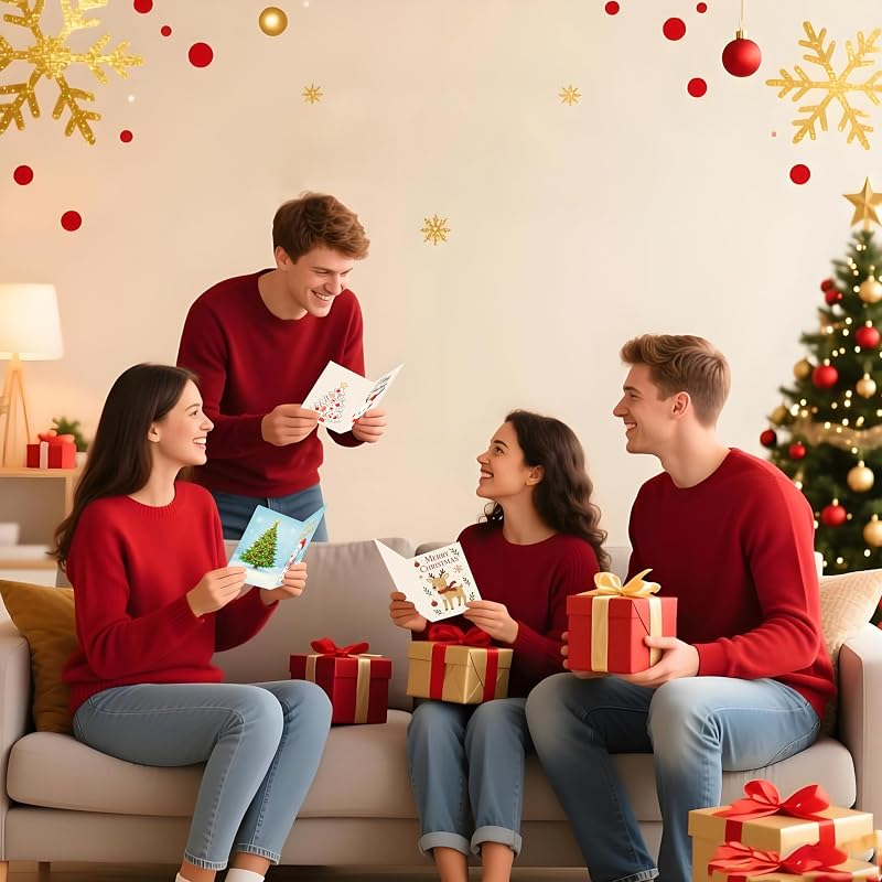 christmas cards set 18 5x7 with envelopes – 6 designs boxed for easy storage