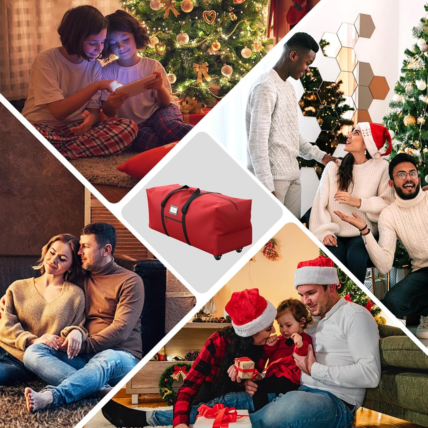 Rolling Christmas Tree Storage Bag - Extra Large Fits Up to 7.5 ft Trees | Dust & Moisture Resistant (Red)