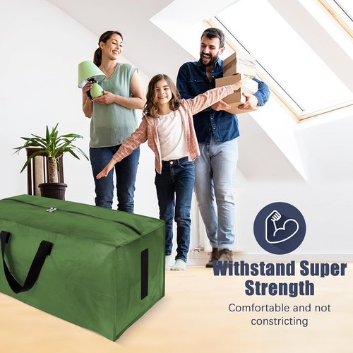 HOMESURE Large Water-Resistant Moving Bags - Heavy Duty Storage Totes with Zippers & Handles | 4 Pack, Olive Green
